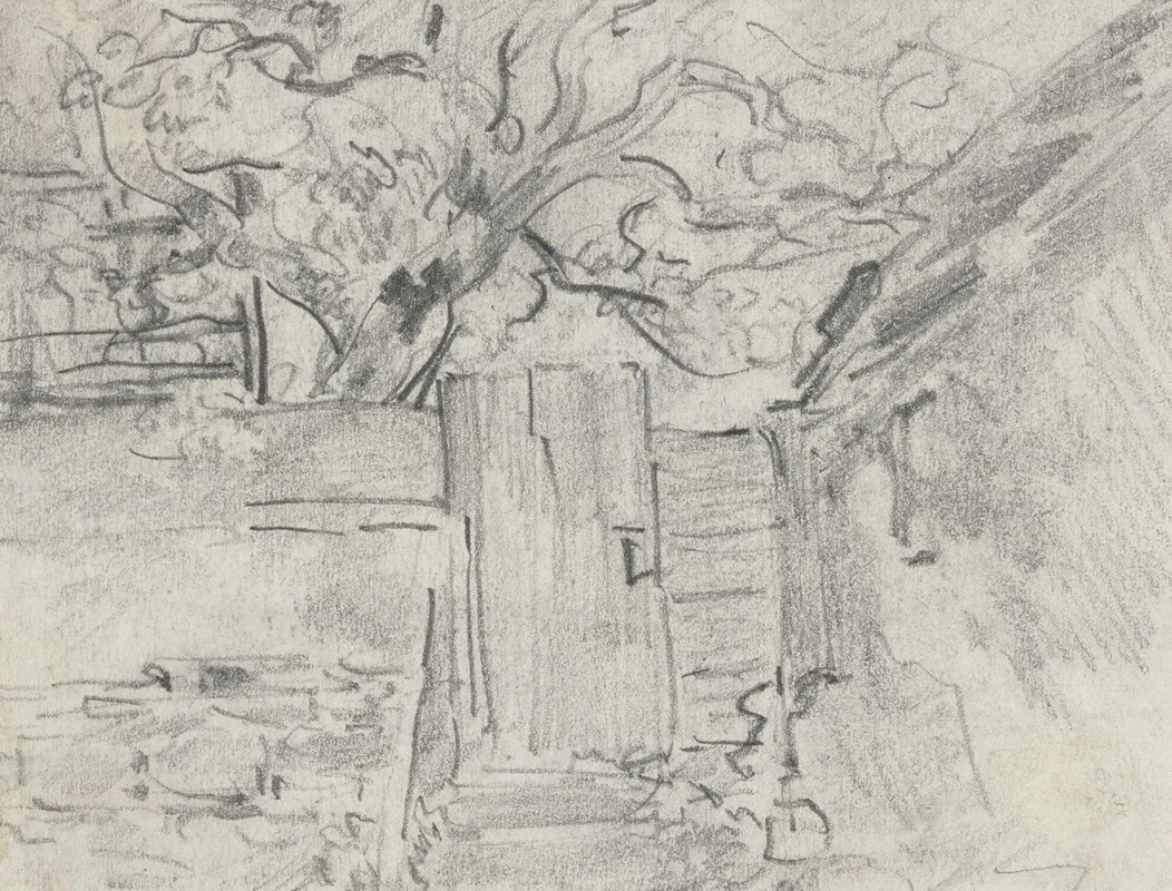 Gartenpfortchen Mit Baum Dahinter