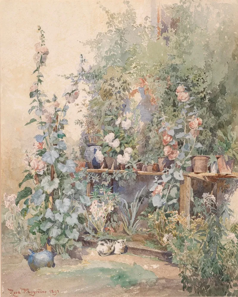 Gartenstilllben Mit Katzchen by Rosa Mayreder - Canvas Print