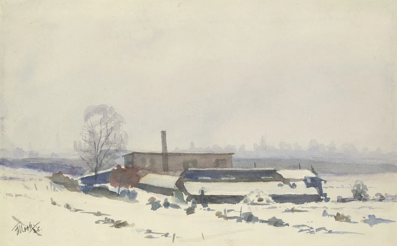 Gartnerei Im Schnee Am Dornbusch by Friedrich Mook - Canvas Print