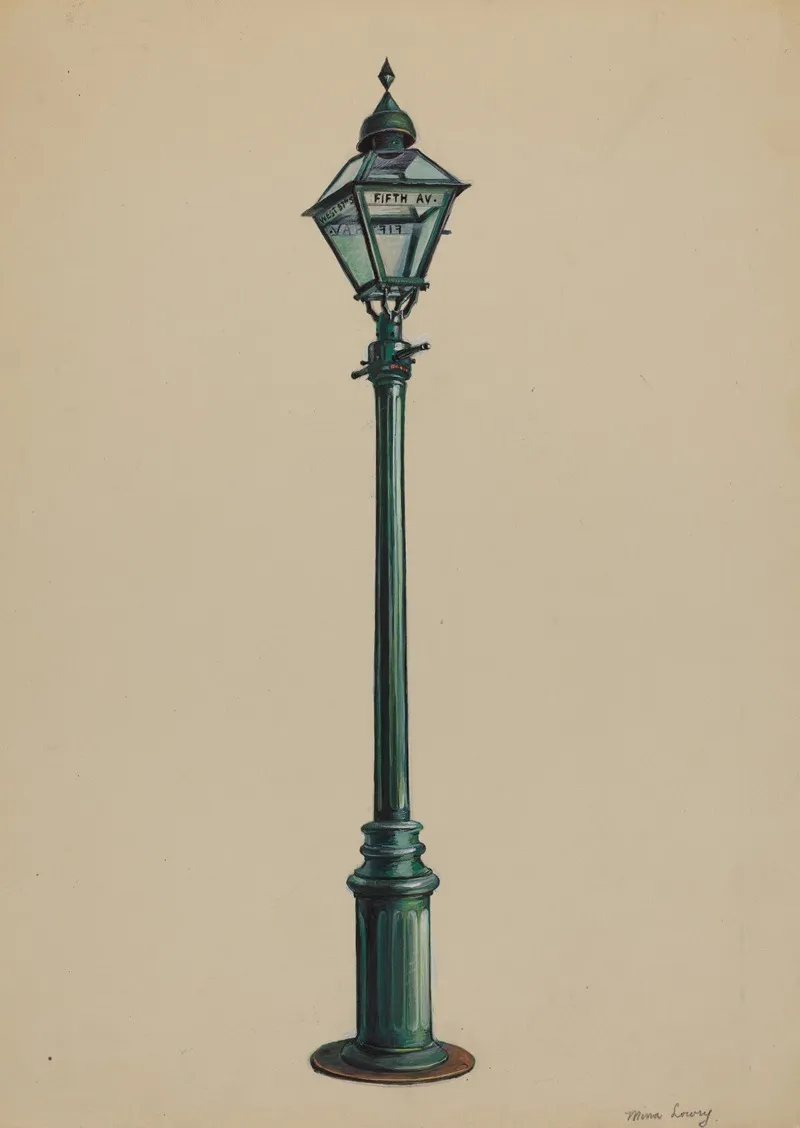 Gas Street Lamp by Mina Lowry - Canvas Print