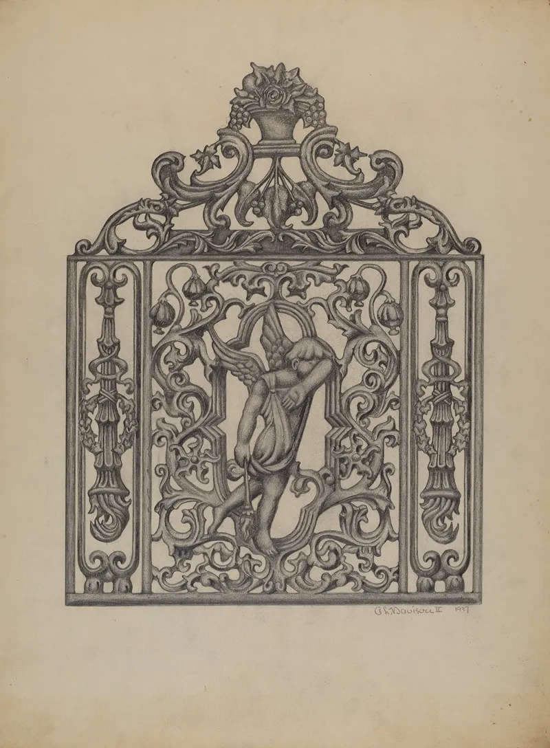 Gate For Cemetary Plot by Austin L. Davison - Canvas Print