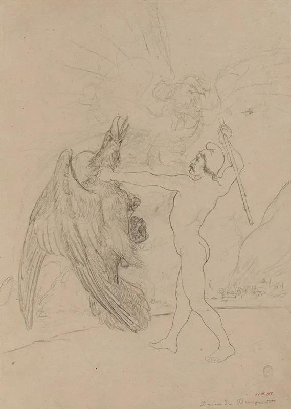 Gaulois Coiffe Du Bonnet Phrygien Etouffant L Aigle Germain by Félix Bracquemond - Canvas Print