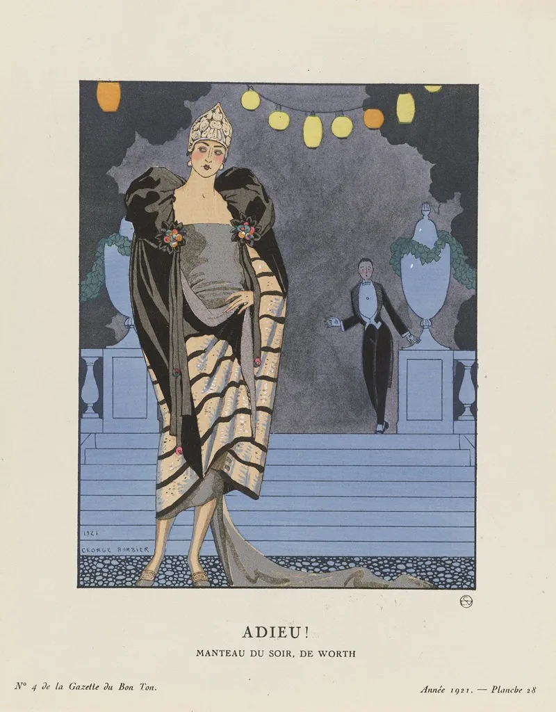 Gazette Du Bon Ton Adieu Manteau Du Soir De Worth by George Barbier - Canvas Print