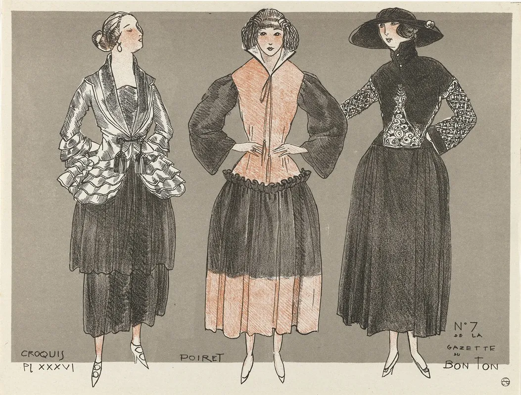 Gazette Du Bon Ton Croquis Pl Xxxvi Poiret by Fernand Siméon - Canvas Print