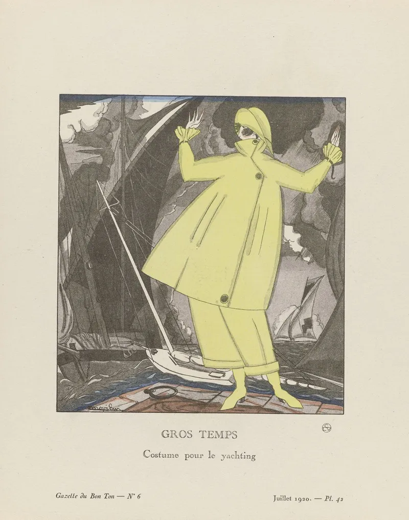 Gazette Du Bon Ton Gros Temps Costume Pour Le Yachting by José Zinoview - Canvas Print