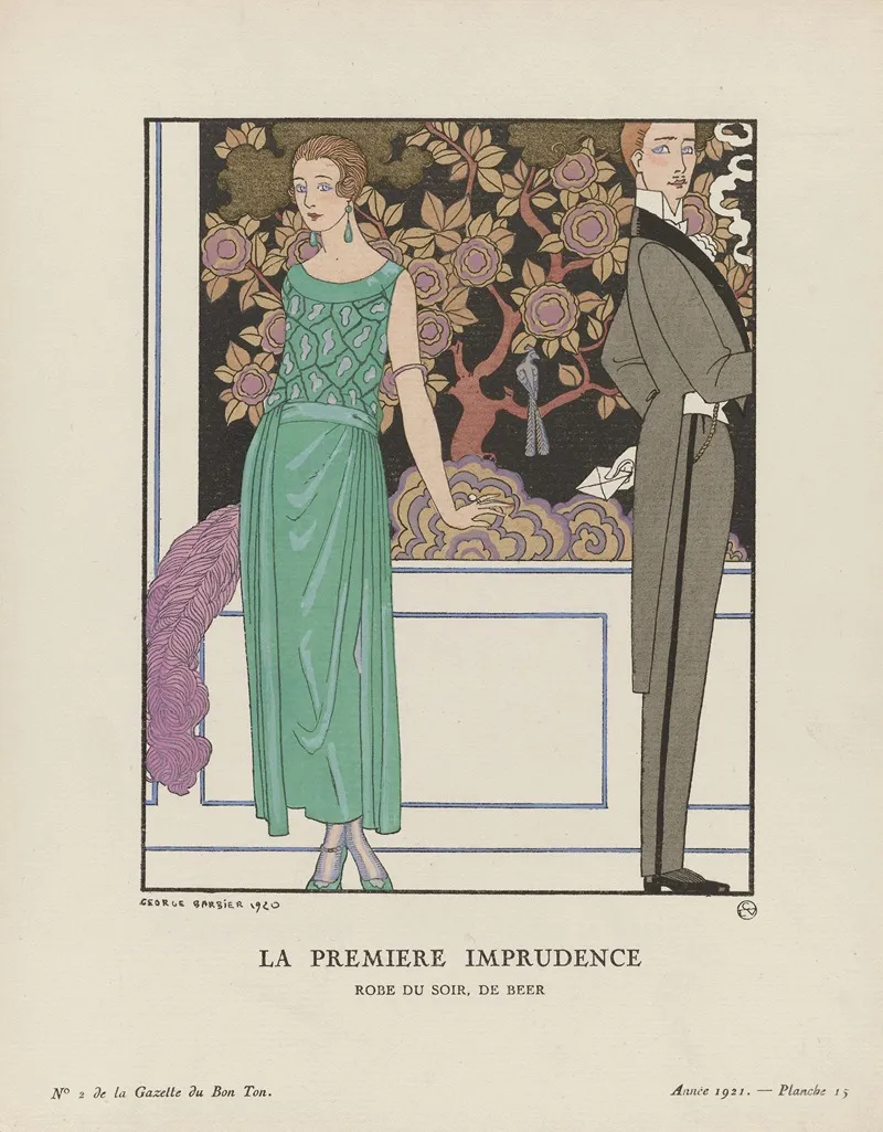 Gazette Du Bon Ton La Premiere Imprudence Robe Du Soir De Beer by George Barbier - Canvas Print