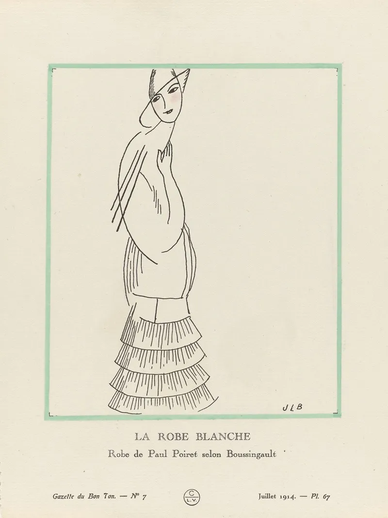 Gazette Du Bon Ton La Robe Blanche Robe De Paul Poiret Selon Boussingault by Jean-Louis Boussingault - Canvas Print