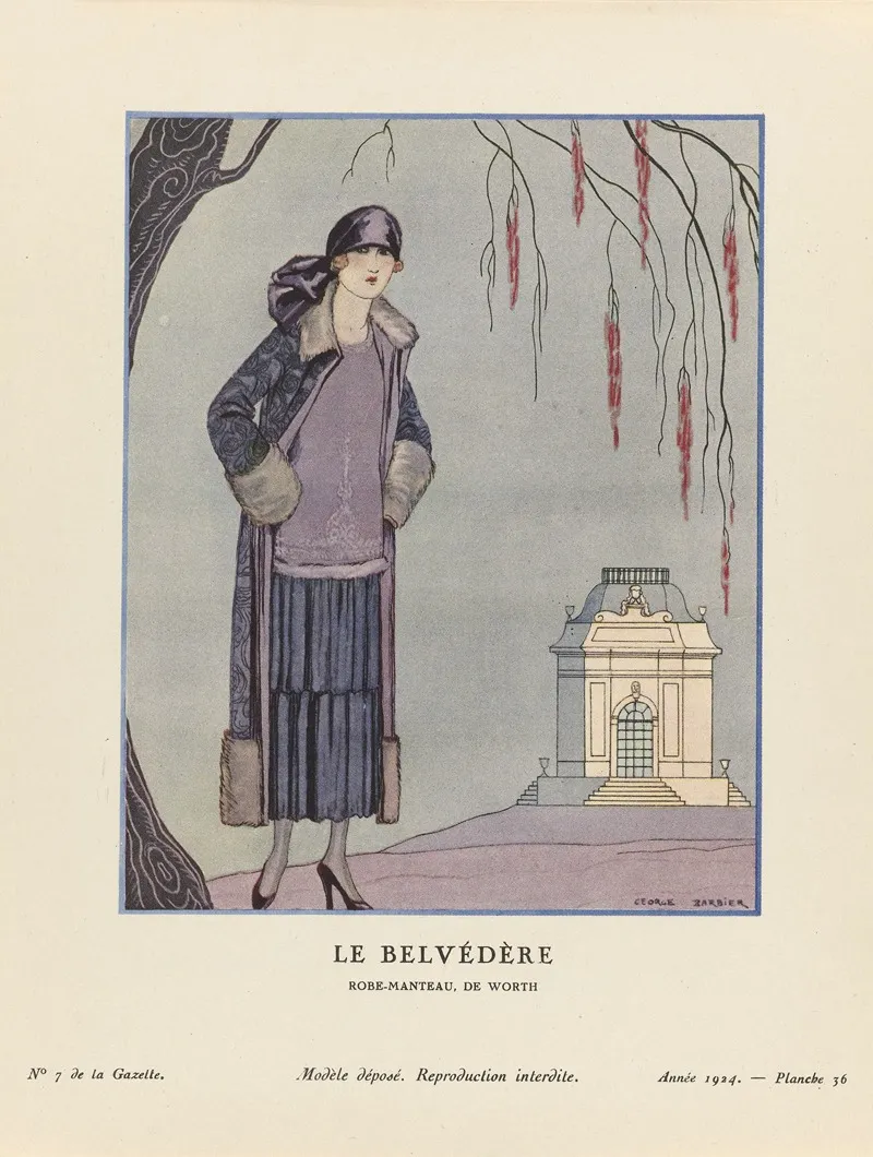 Gazette Du Bon Ton Le Belvedere Robe Manteau De Worth by George Barbier - Canvas Print