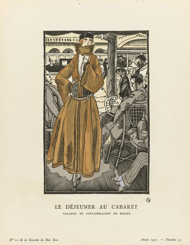 Gazette Du Bon Ton Le Dejeuner Au Cabaret Tailleur En Cottaperllaine De Rodier by Fernand Siméon - Canvas Print