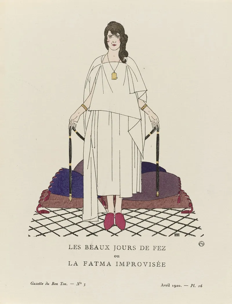 Gazette Du Bon Ton Les Beaux Jours De Fez Ou La Fatma Improvisee by Bernard Boutet de Monvel - Canvas Print