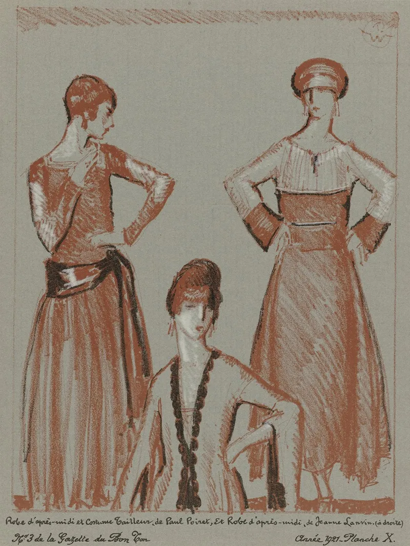 Gazette Du Bon Ton Robe Dapres Midi Et Costume Tailleur De Paul Poiret Et Robe Dapres Midi De Jeanne Lanvin by Porter Woodruff - Canvas Print