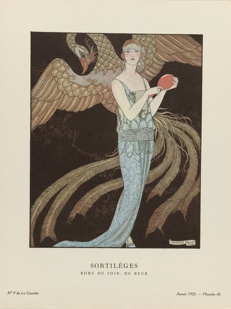 Gazette Du Bon Ton Sortileges Robe Du Soir De Beer by George Barbier - Canvas Print
