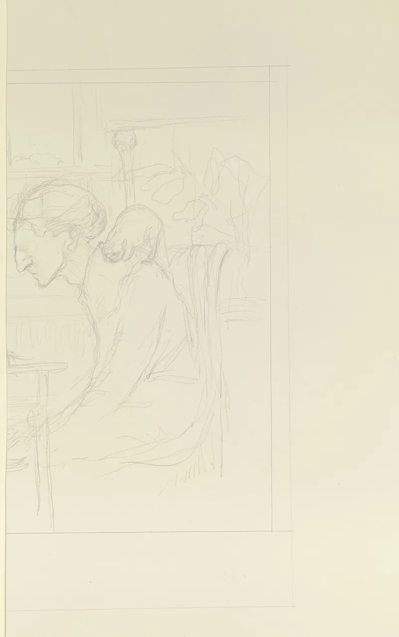 Gebeugte Figur An Einem Tisch Sitzend by Adolf Jansen - Canvas Print