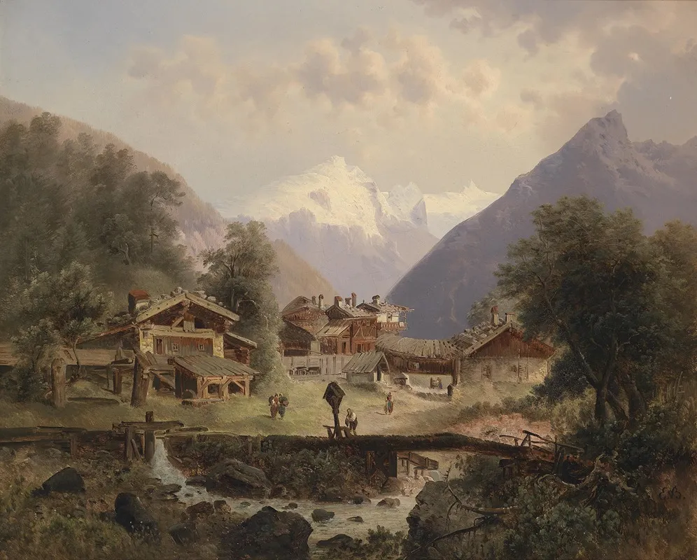 Gebirgsdorf by Emil Barbarini - Canvas Print