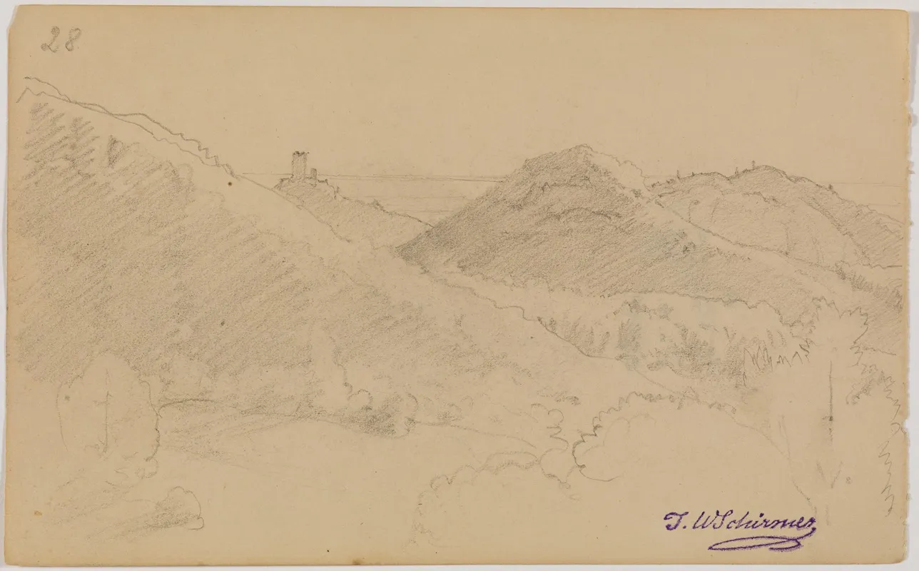 Gebirgslandschaft Mit Burg Fol 28