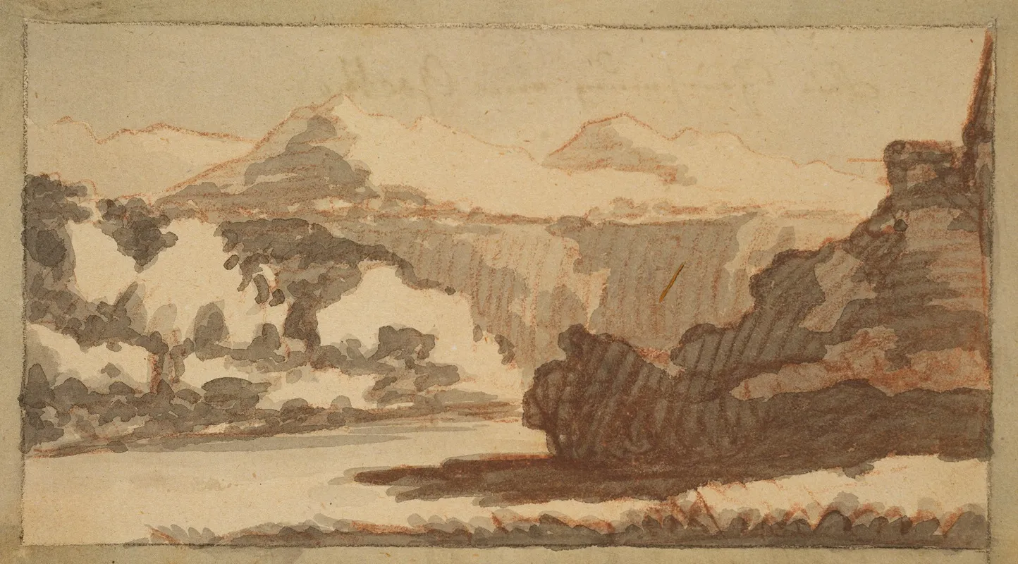 Gebirgslandschaft Mit Einem Flus Im Vordergrund