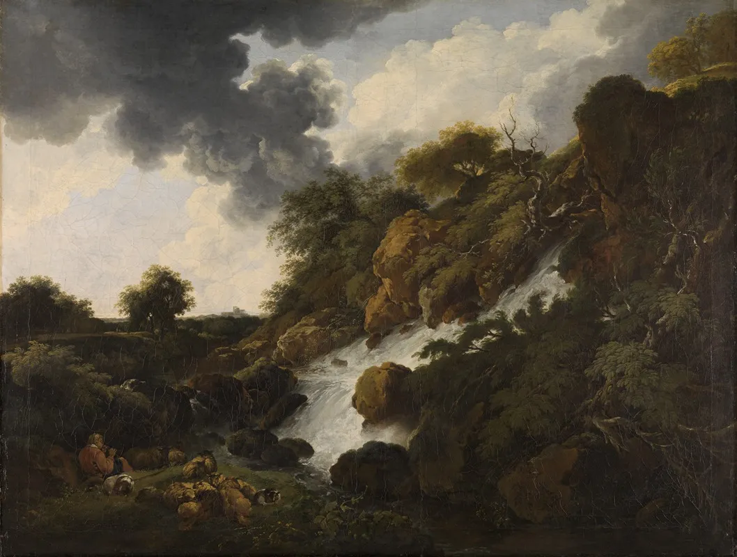 Gebirgslandschaft Mit Wasserfall by Ferdinand Kobell - Canvas Print