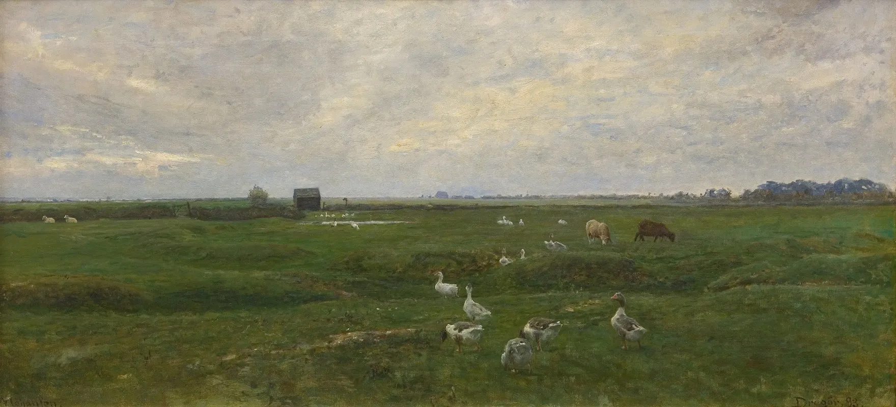 Geese By A Lake A Storm Is Brewing Dragor The Island Of Amager by Viggo Johansen - Canvas Print