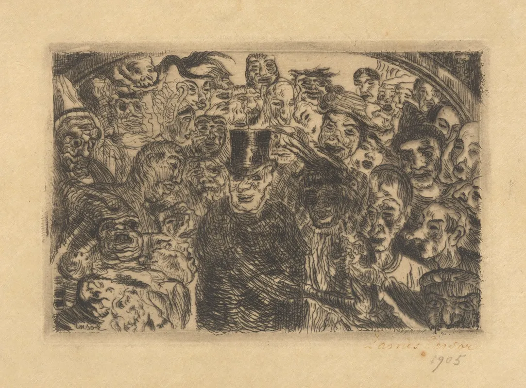 Geintrigeerde Maskers by James Ensor - Canvas Print