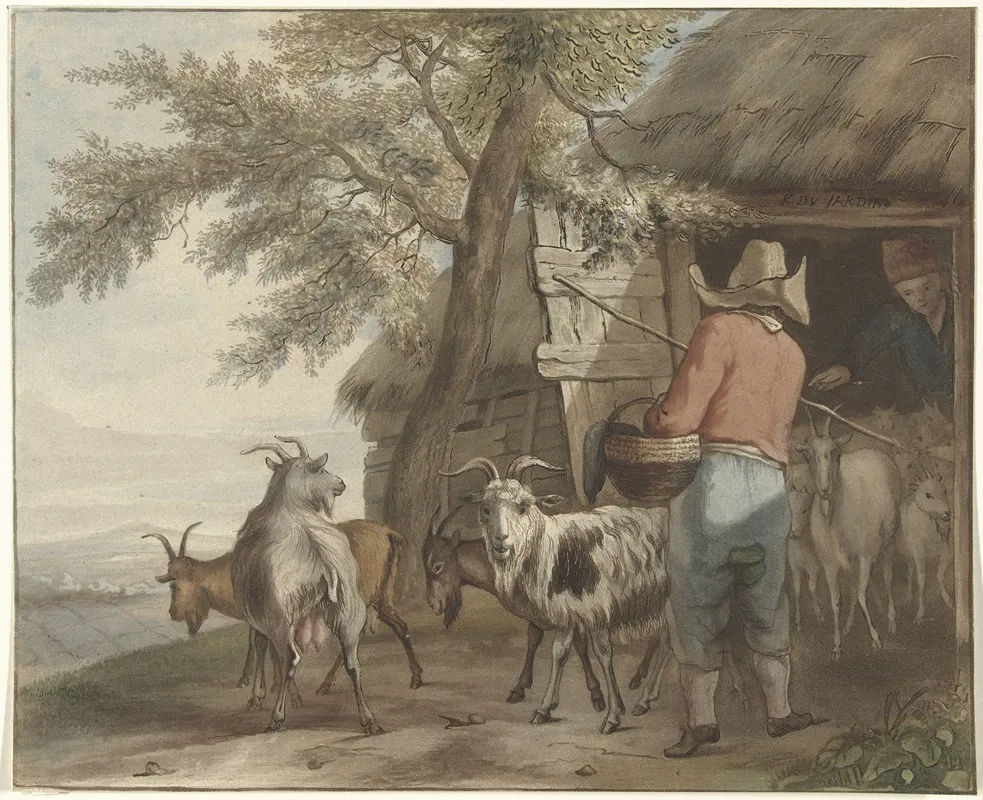 Geitenhoeder Bij Schuur by Christiaan Josi - Canvas Print