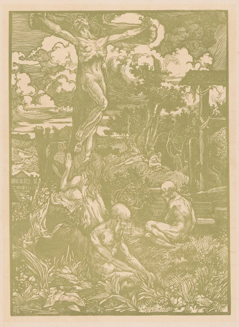 Gekruisigde Man In Heuvellandschap 2 by Johannes Josephus Aarts - Canvas Print
