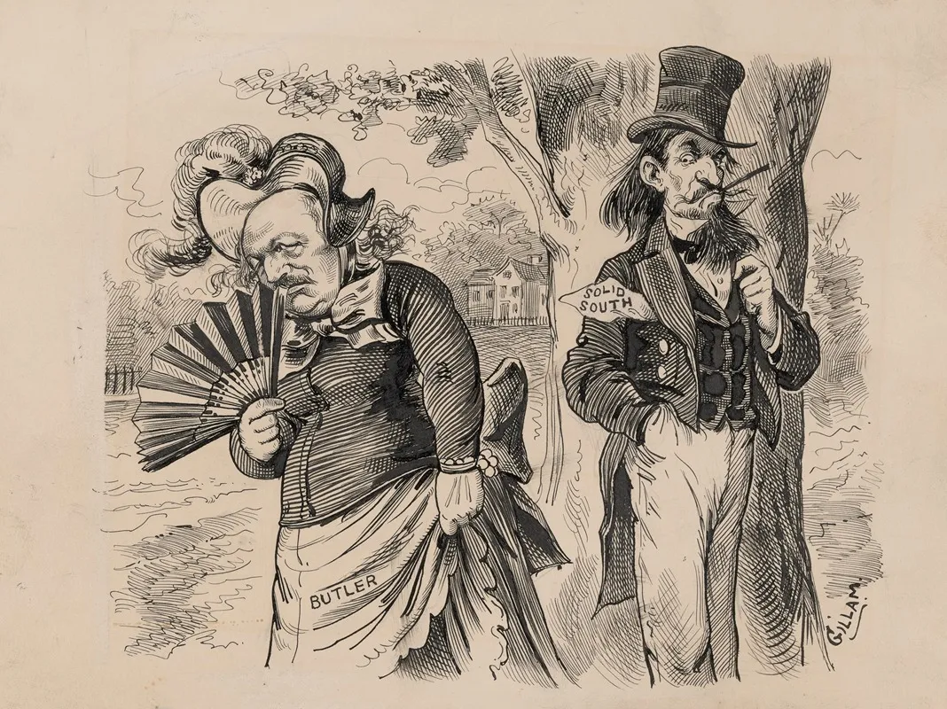 General Benjamen Butler Flirting With The Southern Vote In Spite Of The Fact That He Was Cordially Hated In The South by Bernhard Gillam - Canvas Print