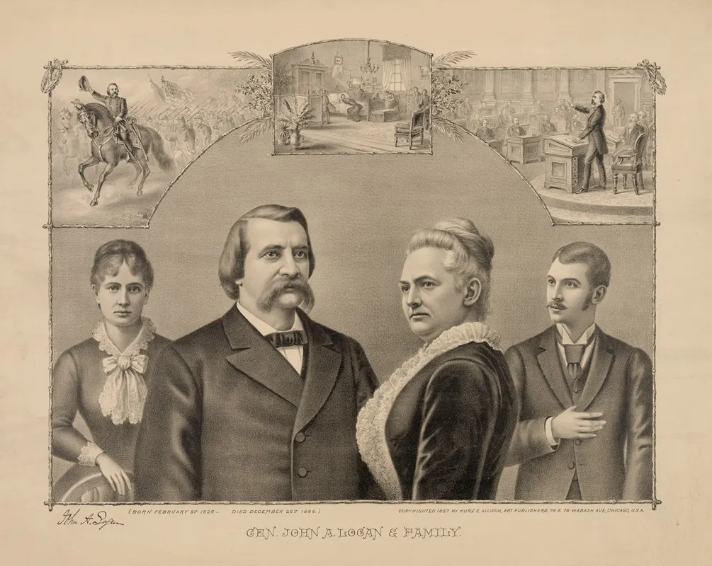 General John Alexander Logan Family by Kurz &amp; Allison - Canvas Print