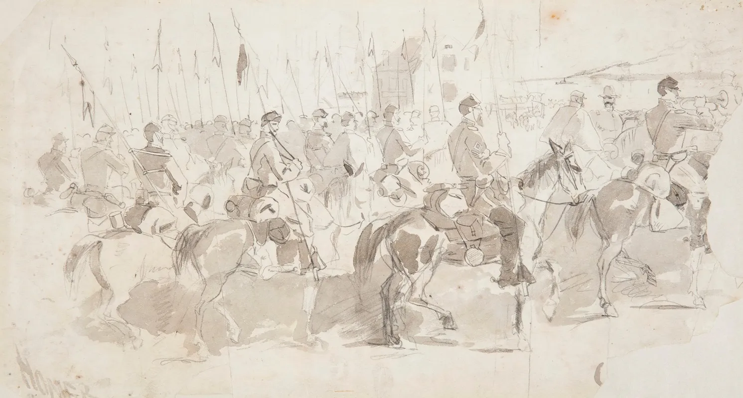 General Mcclellans Sixth Cavalry Regiment Embarking At Alexandria For Old Point Comfort