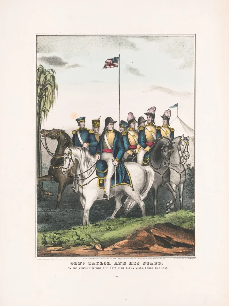 General Taylor And His Staff On The Morning Before The Battle Of Buena Vista by E.B. &amp; E.C. Kellogg - Canvas Print