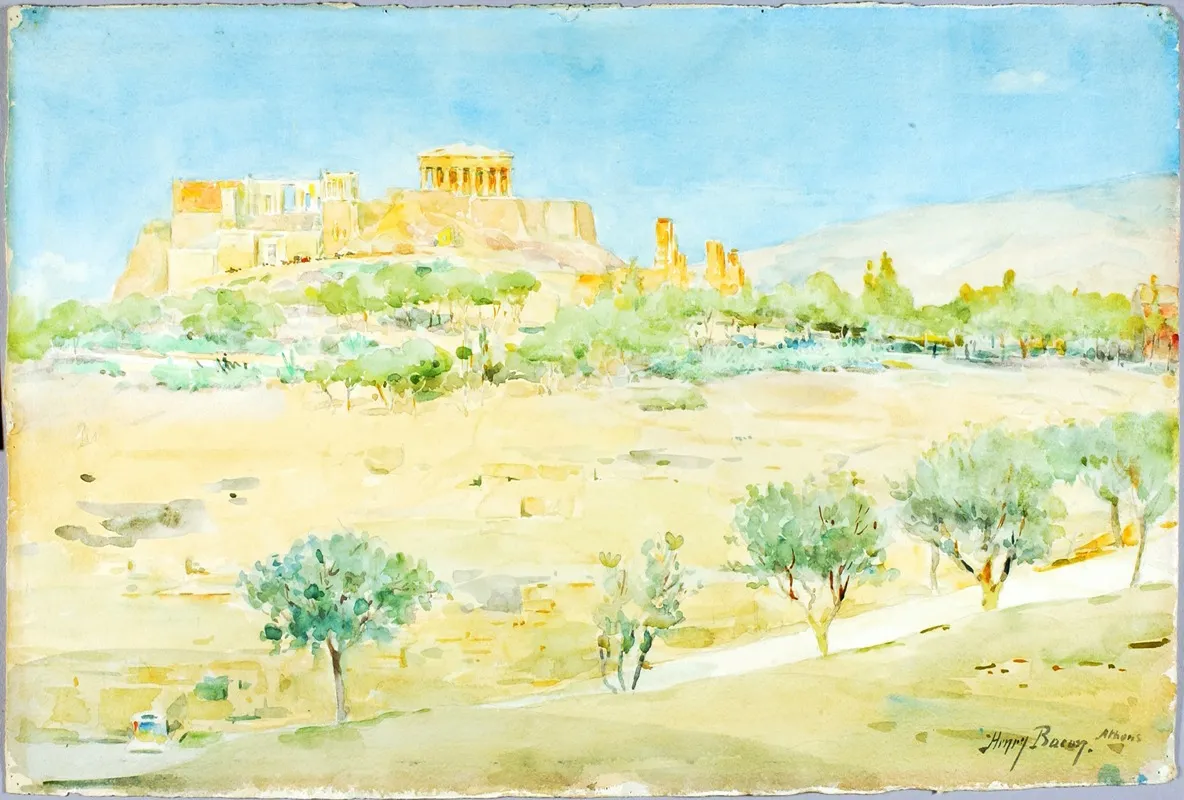 General View Of The Acropolis At Sunset by Henry Bacon - Canvas Print