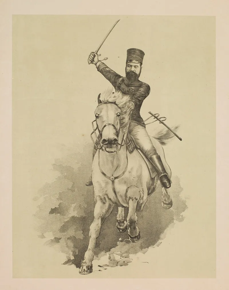 General Yamazawa Commander Of The Fourth Division On His Horse