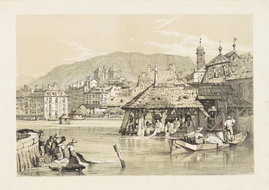 Geneva From The Rhone 2 by Samuel Prout - Canvas Print