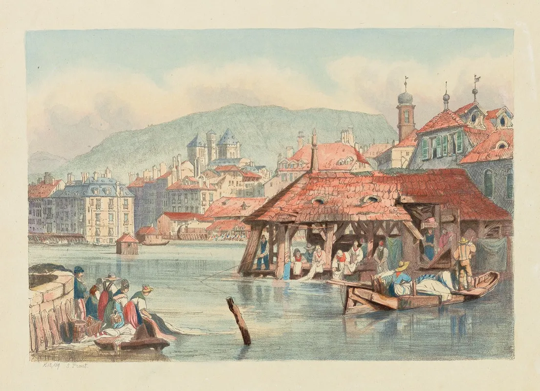 Geneva From The Rhone by Samuel Prout - Canvas Print