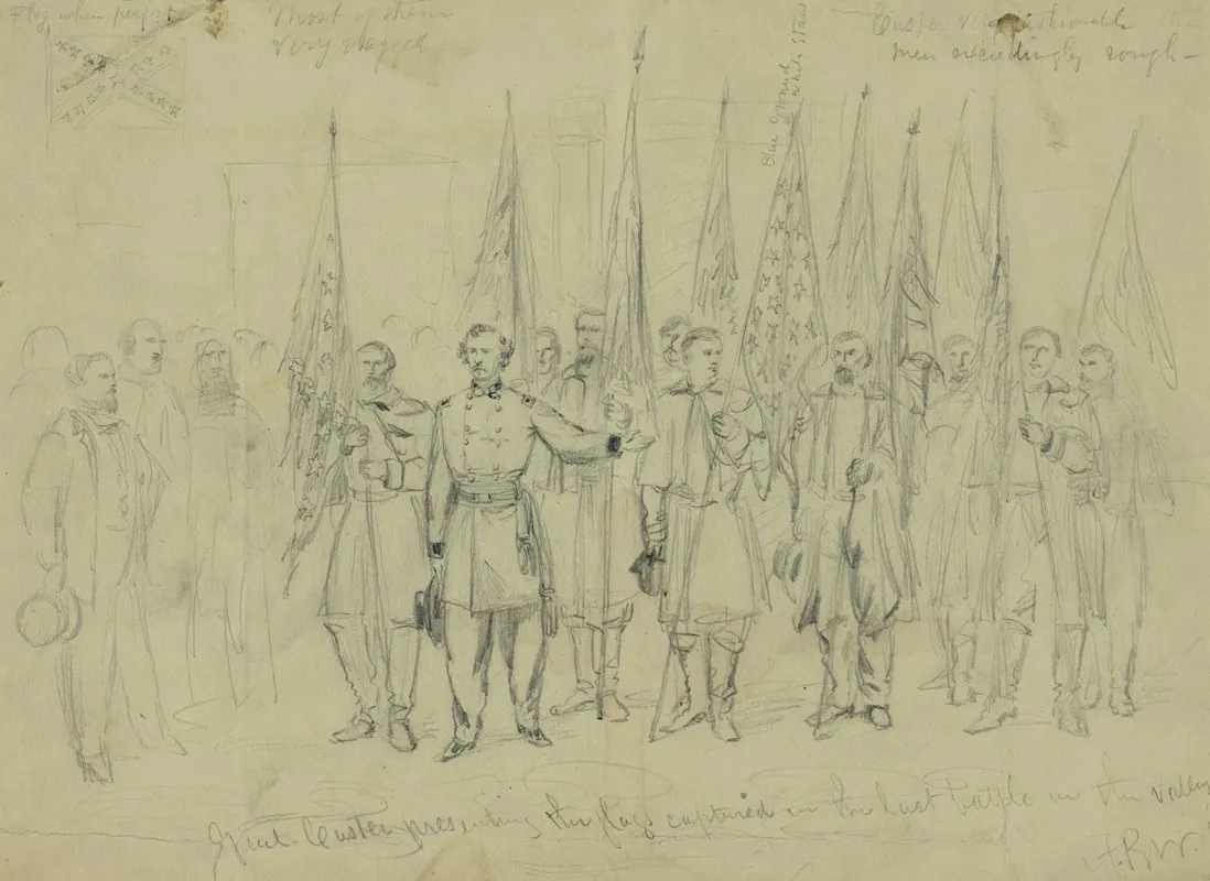 Genl Custer Presenting The Flags Captured In The Last Battle In The Valley