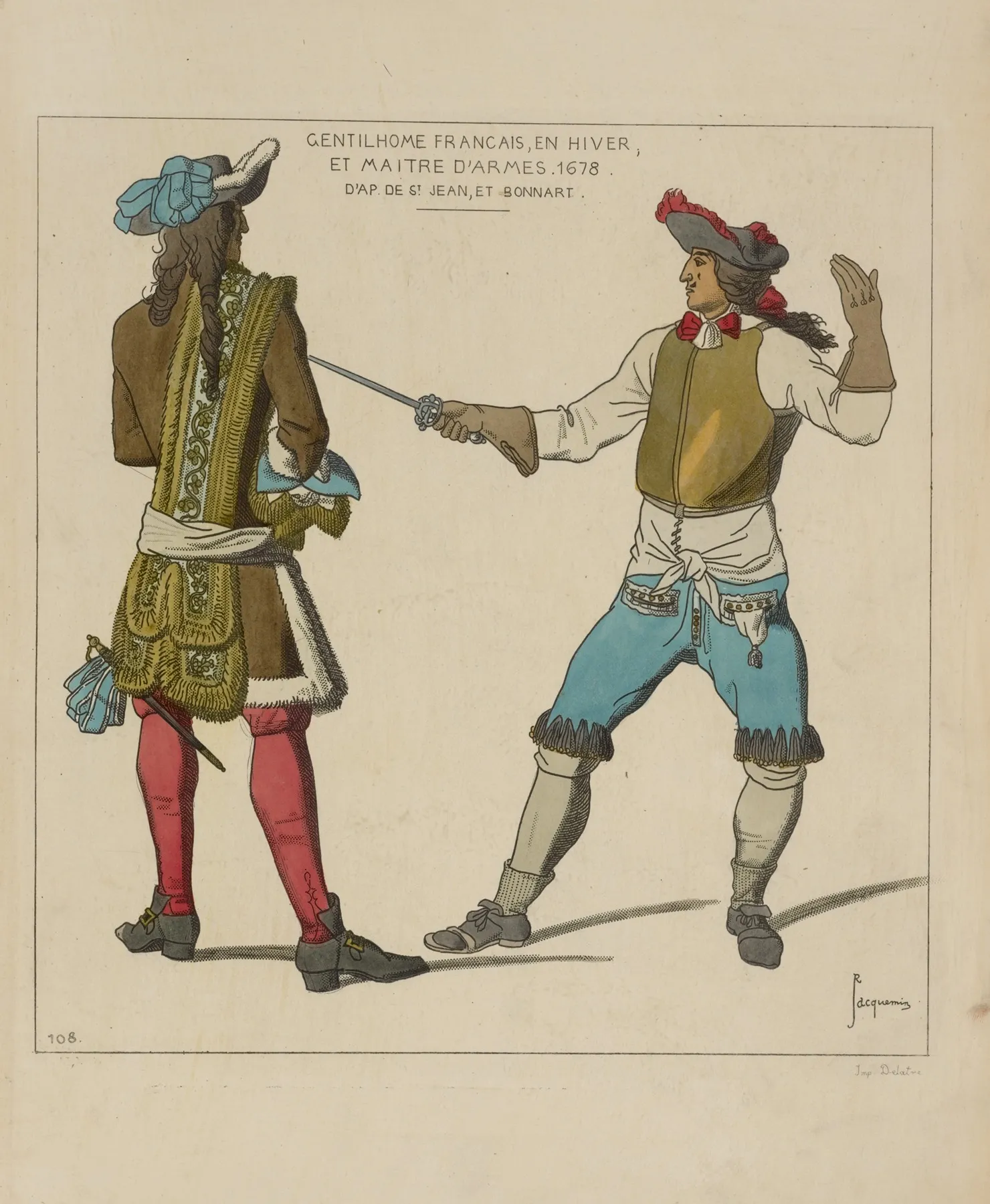 Gentilhome Francais En Hiver Et Maitre Darmes 1678 Dapres De St Jean Et Bonnart