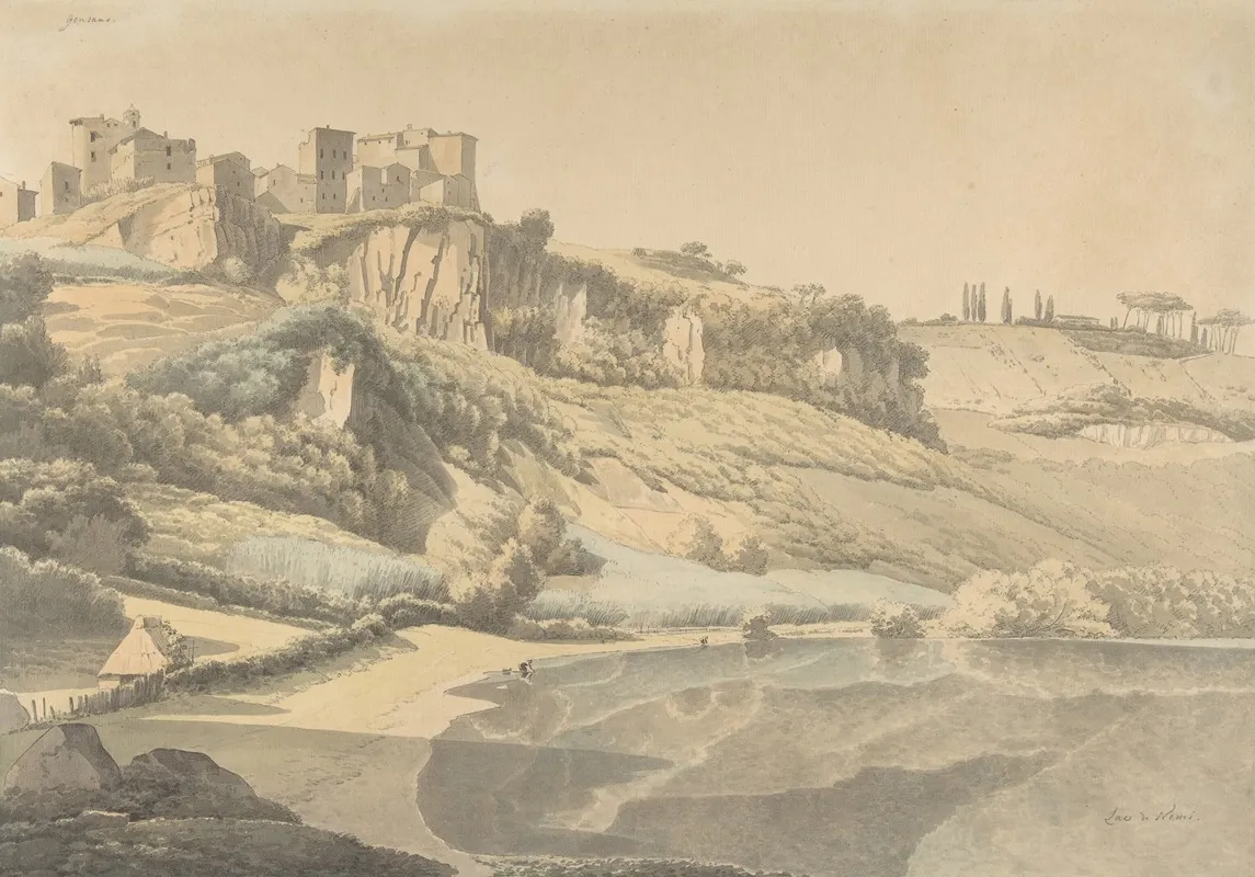 Genzano And Lake Nemi by Josephus Augustus Knip - Canvas Print