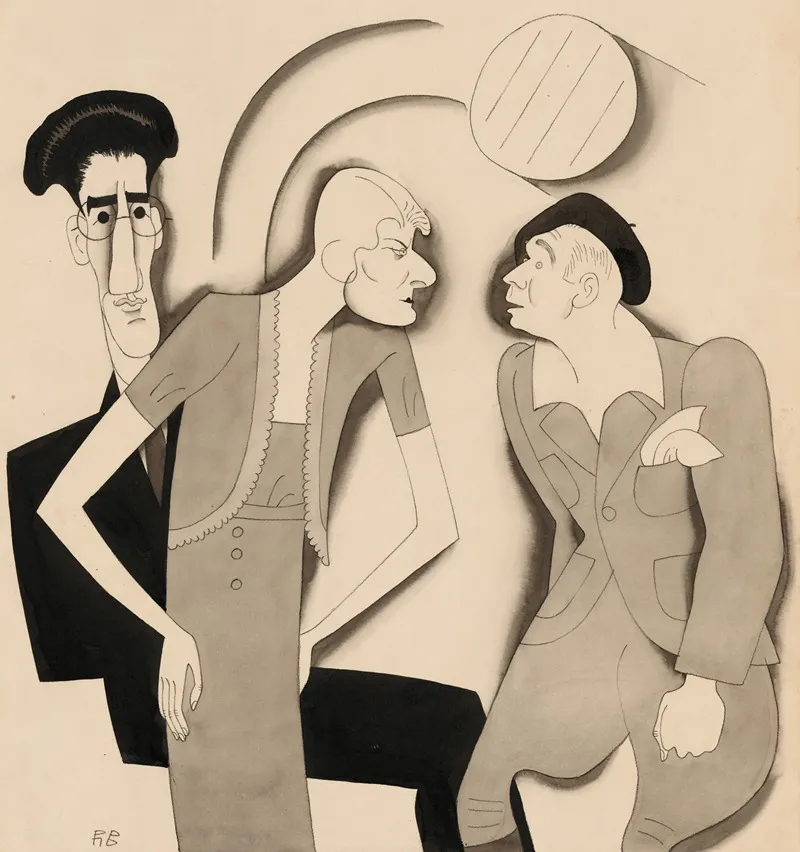 George Kaufman With Jean Dixon And Hugh Oconnell by Ralph Barton - Canvas Print