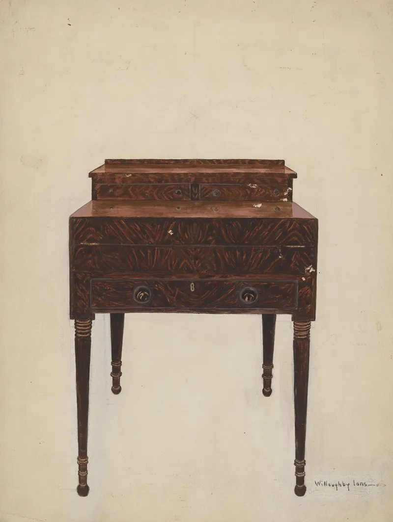 Georgian Desk by Willoughby Ions - Canvas Print