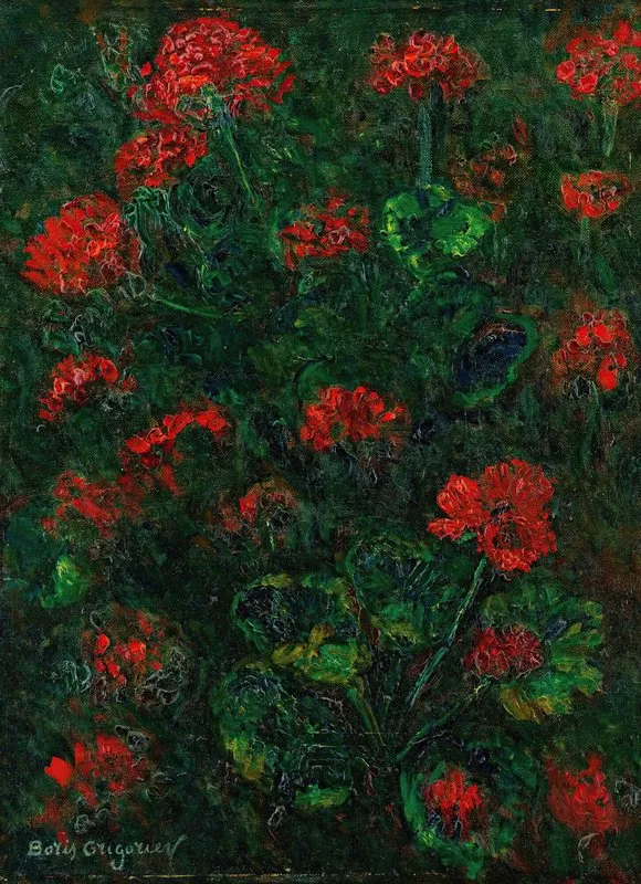 Geraniums 3 by Boris Grigoriev - Canvas Print