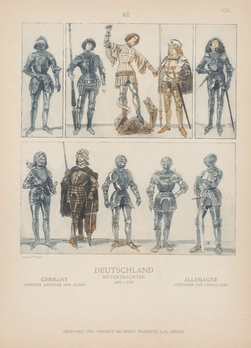 Germany Knights Armours And Garbs by Adolf Rosenberg - Canvas Print