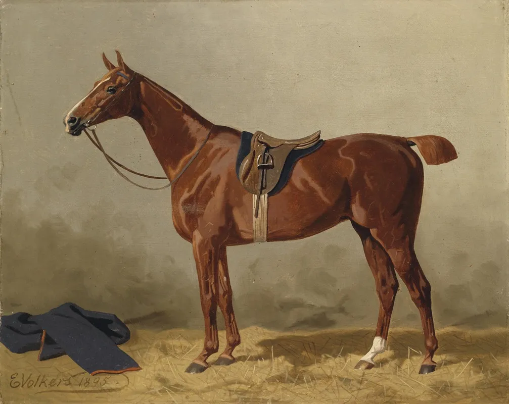 Gesatteltes Sportpferd 2 by Emil Volkers - Canvas Print