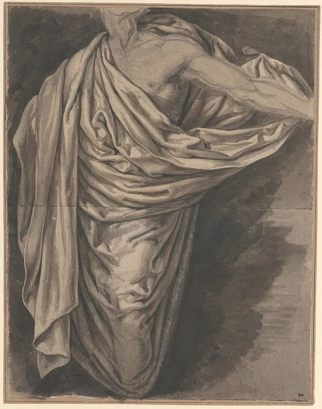 Gewaad Gedrapeerd Over Deels Getekende Mansfiguur by David Humbert de Superville - Canvas Print