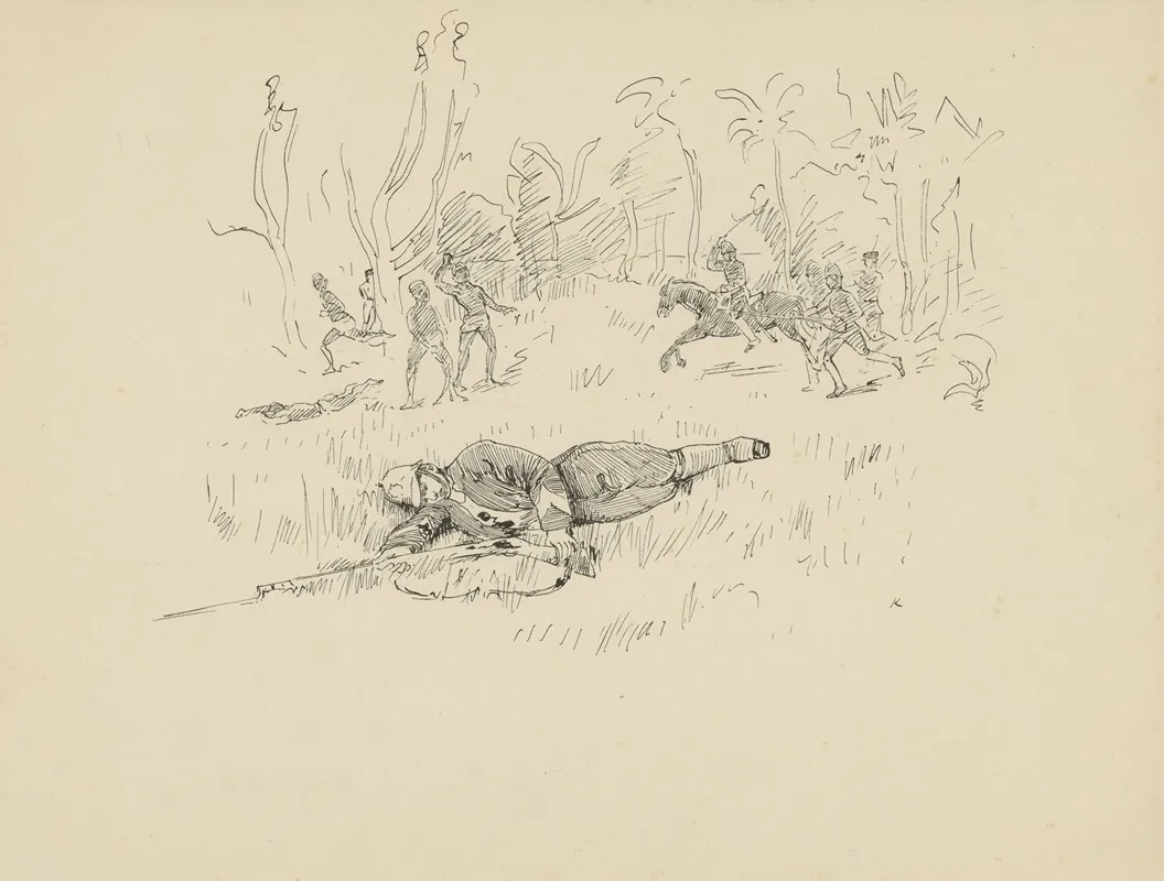 Gewonde Soldaat In Een Veld