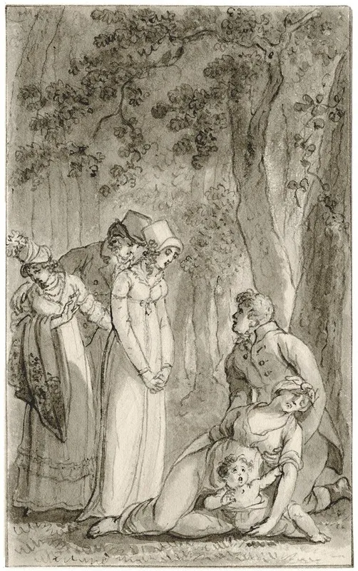 Gezelschap Vindt Bezwijmde Vrouw Met Kind Zorg Gij by Reinier Vinkeles - Canvas Print