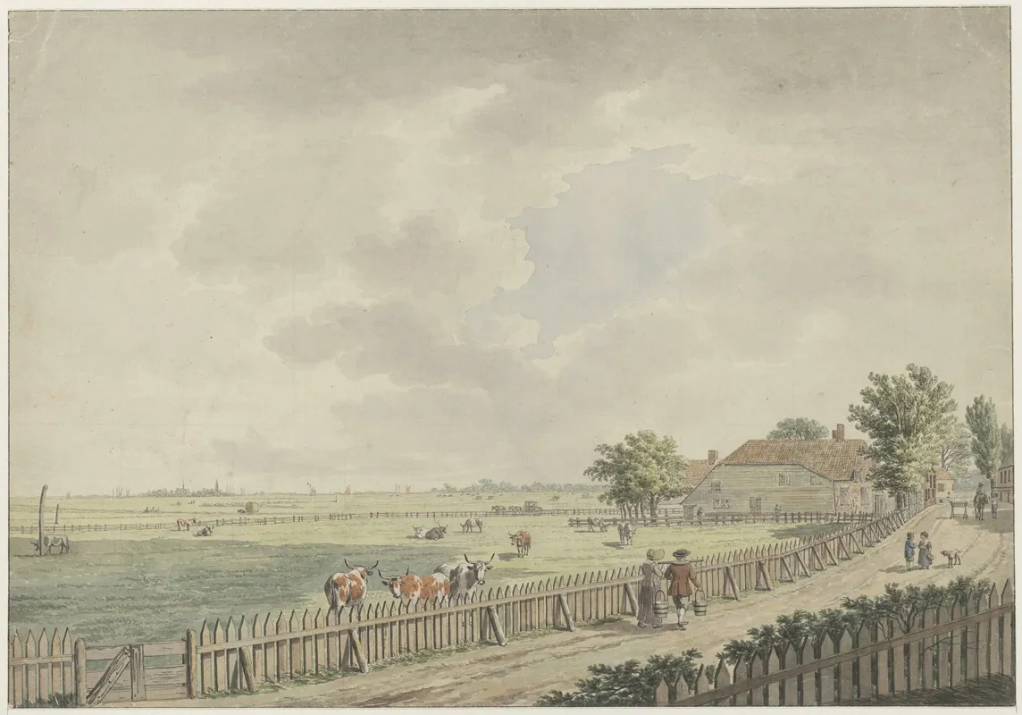 Gezicht In De Hoofdstraat De Weg Naar Haarlem In Santpoort Ziende Naar Het Zuiden by Wybrand Hendriks - Canvas Print