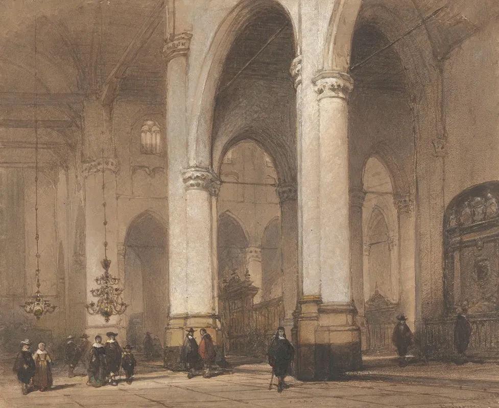Gezicht In De St Laurenskerk Te Rotterdam by Johannes Bosboom - Canvas Print