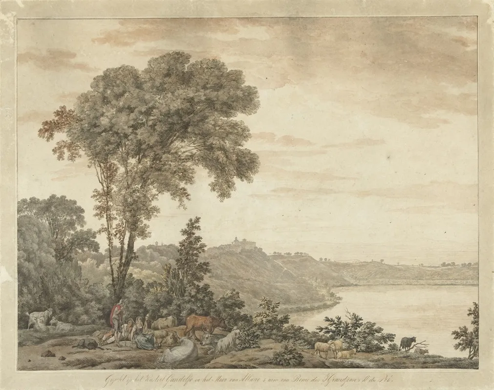 Gezicht Op Castel Gandolfo En Het Meer Van Albano by Jean Grandjean - Canvas Print