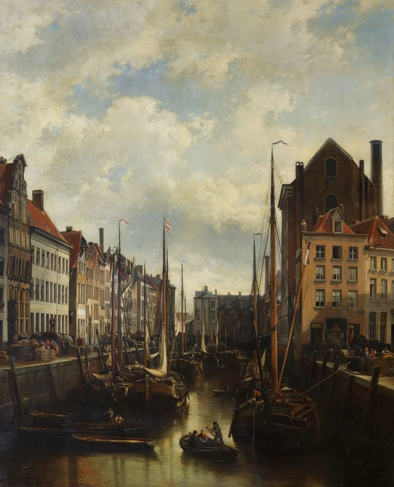 Gezicht Op De Brouwersvliet In Antwerpen by Jean Michel Ruyten - Canvas Print