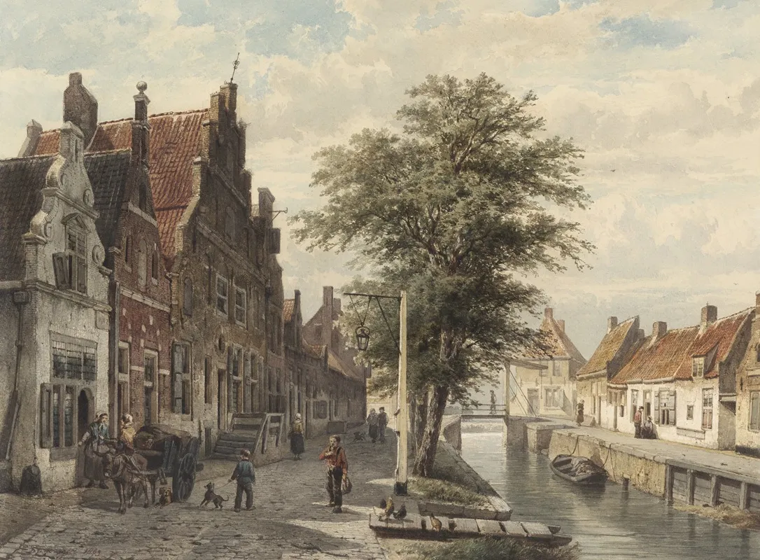Gezicht Op De Gracht Te Hasselt by Cornelis Springer - Canvas Print