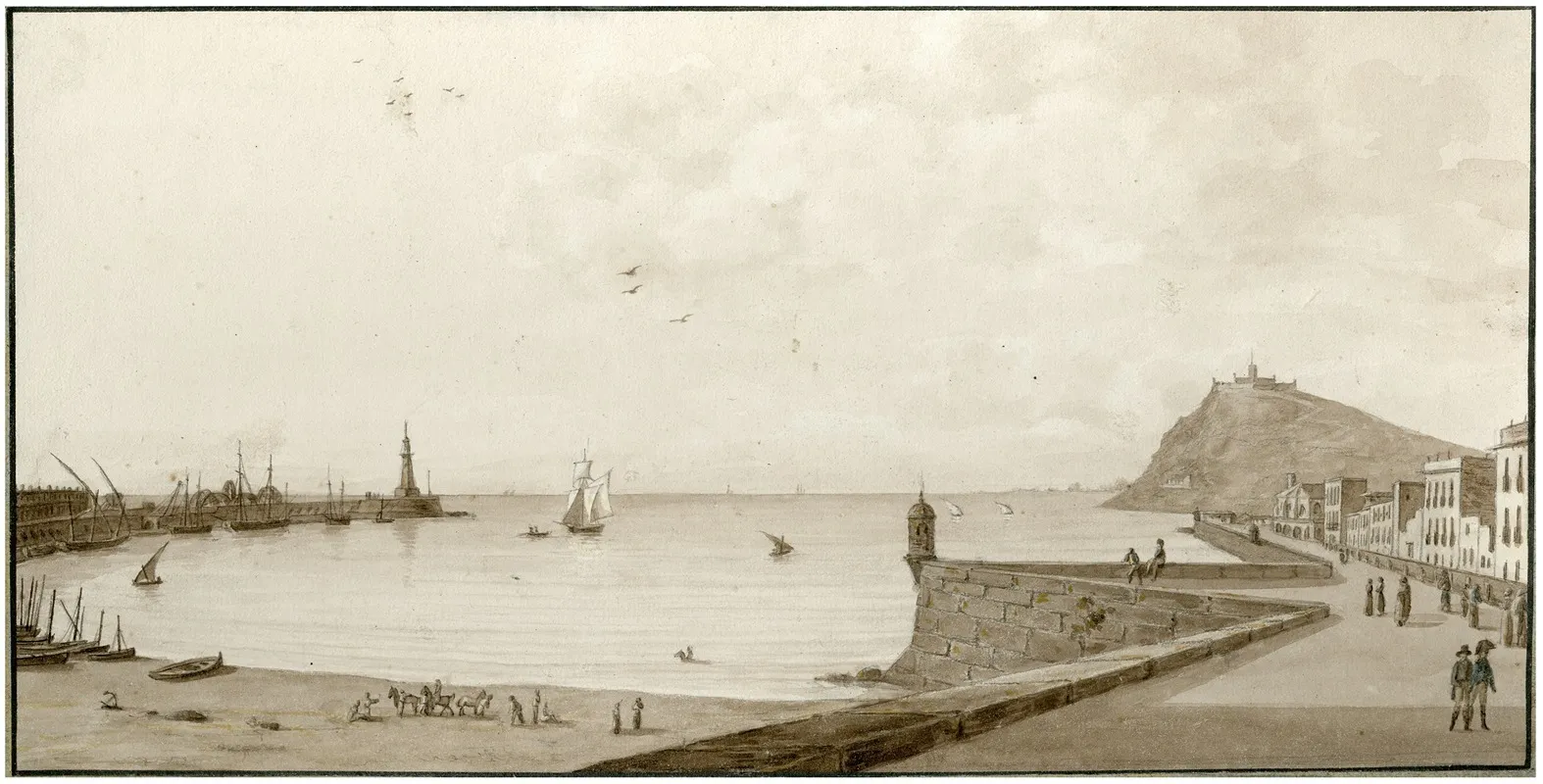Gezicht Op De Haven Van Barcelona 2 by Otto Howen - Canvas Print